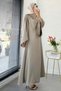 Premium Degaje Collar Double-Sided Satin Dress - Mink - 6