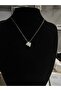 Silver Letter m Necklace with Zircon Stone - 3