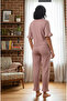 Women's Bamboo Linen Pajama Set with Tie Front Detail, Flared Sleeves and Cuffs - 4