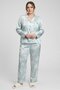 Women 2 Pieces Floral Print Long Sleeve Shirt With Pants Sleepwear Set, Sage Green