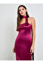 Burgundy Bandeau Midi Dress with Neck Scarf - 2