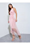 Pink Bodycon Midi Dress with Tulle Detail - 3