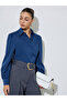 Navy Blue Puff Sleeve Fitted Shirt