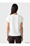 Lcw Everyday White Soft Touch Embroidered Women's T-Shirt - 4