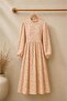 Hijab Halter Neck Daisy Salmon Flared Dress - 3