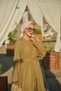 Women's Three-Piece Detailed Waist-Tie Linen Kimono Set in Fat Green - 4