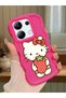 Redmi Note 13 4g Compatible Case with Camera Protector Red Silicone Couple Phone Case Kitty Pattern