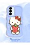 Samsung Galaxy A56 Compatible Case Camera Protector Blue Silicone Couple Phone Case Kitty Pattern - 2