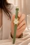 Leny Women's Wristwatch Green Thin Cord Gold Case White Dial Minimal Analog Elegant Casual Women's Watch - 6