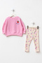 Baby Girl Top and Bottom Set with Strawberry Patterned Tights and Embroidery Detail - 2
