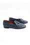 Women's Genuine Leather Ballerinas Navy Blue - 2