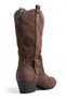 Women's Brown Bellows Pointed Toe Thick Heeled Summer Western Cowboy Boots Dera - 3