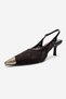 Clem Brown Lace Detailed Gold Toe Women's Heeled Shoes - 6