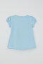 Girl's Capri Tights Set with Embossed Floral Print, 2-6 Years, Light Blue - 4