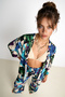 Patterned Summer Viscose Kimono Trousers Set Lrn0013 Blue Green - 4