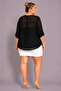 Large Size V-Neck Buttoned Stone Embroidered Capri Sleeve Pocket Thin Women's Shirt - 4