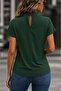 Women's Short Sleeve Turtleneck Sandy Blouse with Drop Detail - 4