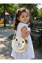 Children's Teddy Bear Straw Shoulder Bag Cute Mini Bag with Cross Strap - 3
