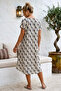 White-Black V-Neck Short Sleeve Patterned Casual Viscose Woven Dress 113 64 - 8