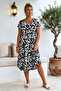 Black-And-White V-Neck Short-Sleeved Patterned Casual Viscose Woven Dress 113 64 - 4