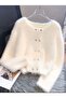 Women's Heart Buttoned Soft Look Knitwear Plush Basic Cardigan - 2