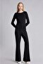 تي شيرت أسود بأكمام طويلة وياقة دائرية من Slim Fit Basic Modal I0335AX26AU - 2