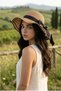 Women's Wavy Wide Brim Bow Summer Organic Straw Hat