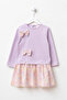 Girl's Dress with Tulle, Heart Pattern and Bow Detail - 2