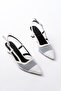 Zri̇n-607 Premium White Daily Mesh Open Back 7 cm Heeled Shoes - 4
