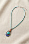 Handmade Turquoise Natural Stone and Nepal Pendant Special Design Necklace - 2