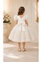 Girl's Layered Tulle Dress with Appliques and Feathered Sleeves, 4-10 Years Old, Special Occasion, Birthday, Wedding, Graduation - 7