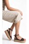 Zaren Women's Wedge Heel Sandals Straw Sole Open Toe Single Strap Ankle Strap Espadrille Summer - 4