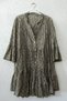 Khaki Hakim Collar Flounce Sleeve Buttoned Skirt Ruffled Lace Casual Woven Beach Dress 105 60 - 2