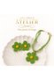 Flower Necklace & Flower Earrings Colorful Natural Wicker Textured Flower Model Earrings & Necklace Combination - Set of 2