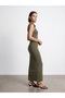 91733 Bra-Free Midi Dress-Khaki - 4