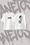 Rapper Braids Tattoo Design Printed Oversize Crew Neck T-Shirt White