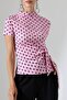 Women's Micro Digital Polka Dot Blouse with Tie Detail - 4