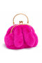 Luxury Faux Fur Handbag – Plush Clutch with Gold Frame & Chain Handle (Hot Pink) - 2