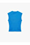 Cotton Crew Neck Slim Fit Sleeveless Waist Accent Cobalt Blue T-Shirt - 4