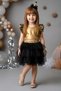 Baby Girl Birthday Party Wedding Dress Double Set Short Sleeve Glitter Bow Lined - 3