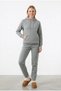 Women's Gray 3 Thread Hooded Fleece Inside 2-Piece Tracksuit Set - 2