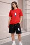 Unisex Printed Shorts Set Oversize Crew Neck Casual Comfortable Summer T-Shirt Shorts Combination Sports Set Mba - 2