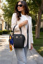 Black Women's Shoulder and Hand Bag with Stylish Scarf Detail and Adjustable Strap for Daily Use - 6