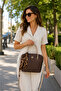 Brown Women's Shoulder and Hand Bag with Stylish Scarf Detail and Adjustable Strap for Daily Use - 5