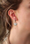 316L Steel Silver Color White Dome Heart Earrings - 2