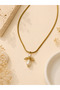 Pearl Detailed Angel Pendant Women's Steel Necklace