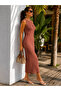 Summer Openwork Long Crew Neck Sleeveless Knitwear Dress - 2
