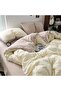 King Size 4 Pcs Duvet Cover Set, Washed Cotton Bedding Set - Khaki Cream - 2