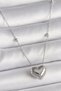 316L Steel Silver Color Ball Detail Chain Heart Model Women's Necklace