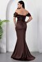 Strapless Neckline Satin Dress with Stones on the Chest Ecr5902 - 7